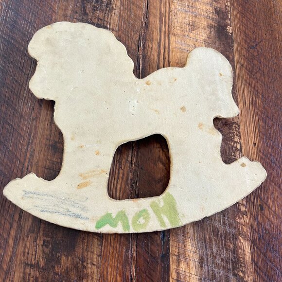 Vintage Hand-Painted Patchwork Quilt Rocking Horse Wall Hanging Nursery child ro - Picture 5 of 8